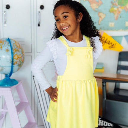 Bright Yellow Faux Suede Pinafore