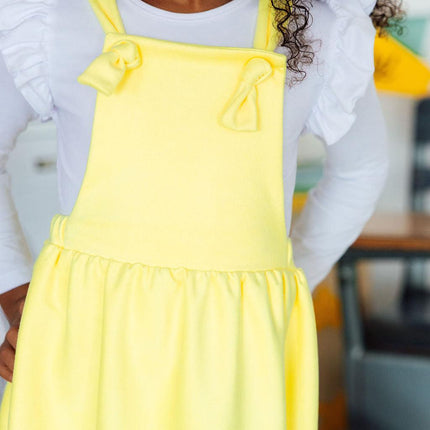 Bright Yellow Faux Suede Pinafore