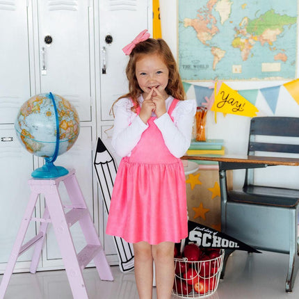 Neon Pink Faux Suede Pinafore