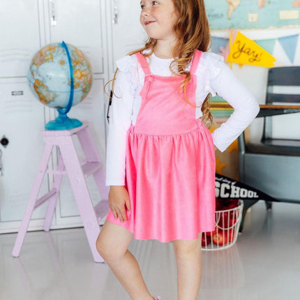 Neon Pink Faux Suede Pinafore