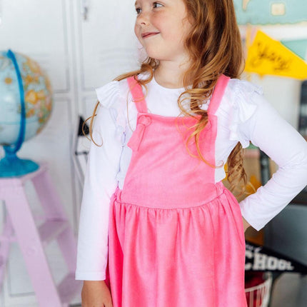 Neon Pink Faux Suede Pinafore