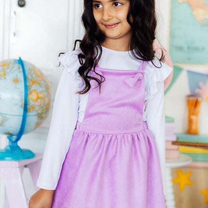 Lavender Faux Suede Pinafore
