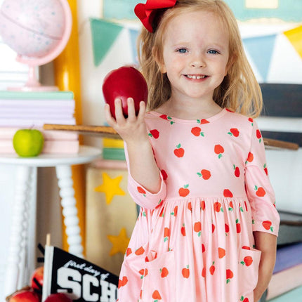 An Apple a Day 3/4 Sleeve Pocket Twirl Dress