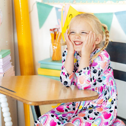 Peace, Love & Pandacorns 3/4 Sleeve Pocket Twirl Dress