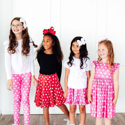 Red Polka Dots Ruffle Twirl Skort