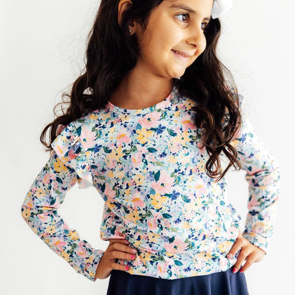 Fall Floral L/S Ruffle Tee