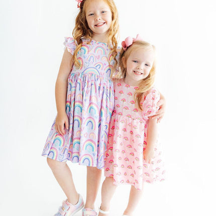 Rainbow Dreams Flutter Sleeve Twirl Dress