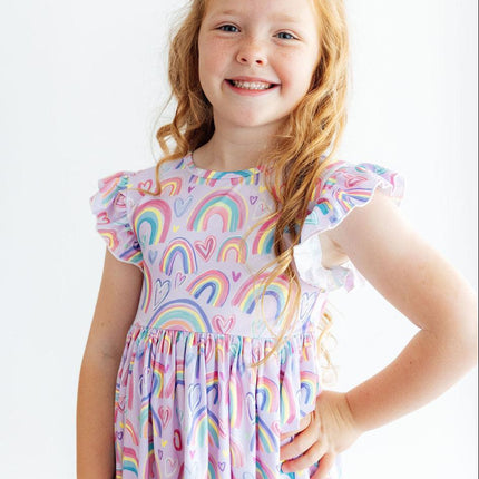 Rainbow Dreams Flutter Sleeve Twirl Dress