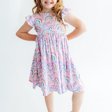 Rainbow Dreams Flutter Sleeve Twirl Dress