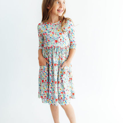 After the Rain 3/4 Sleeve Pocket Twirl Dress