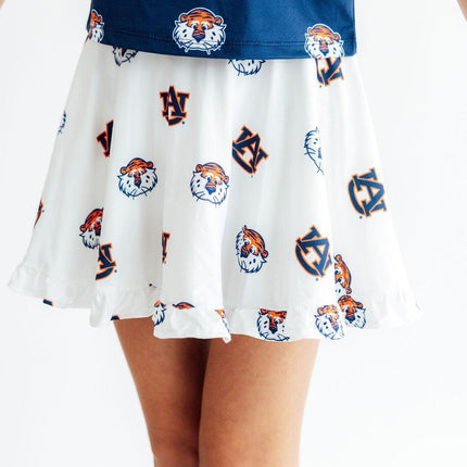 Auburn White Aubie Ruffle Twirl Skort