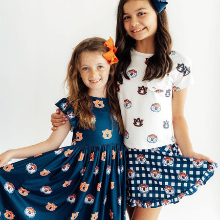Auburn White Aubie Ruffle Pocket Tee