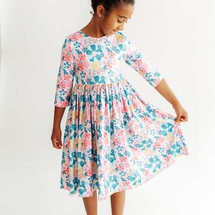 Floral Garden 3/4 Sleeve Pocket Twirl Dress