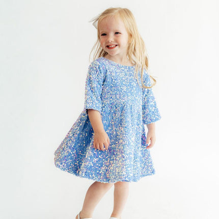 Light Blue Velvet Sequin Dress