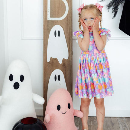Autumn Sparkle Flutter Sleeve Twirl Dress