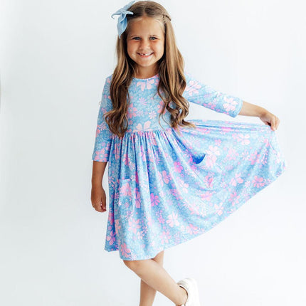 Garden Giggles 3/4 Sleeve Pocket Twirl Dress