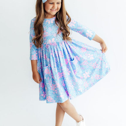 Garden Giggles 3/4 Sleeve Pocket Twirl Dress