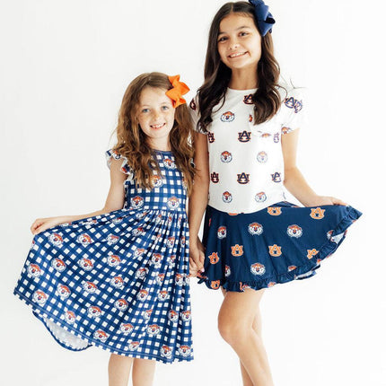 Auburn Plaid Aubie Flutter Twirl Dress