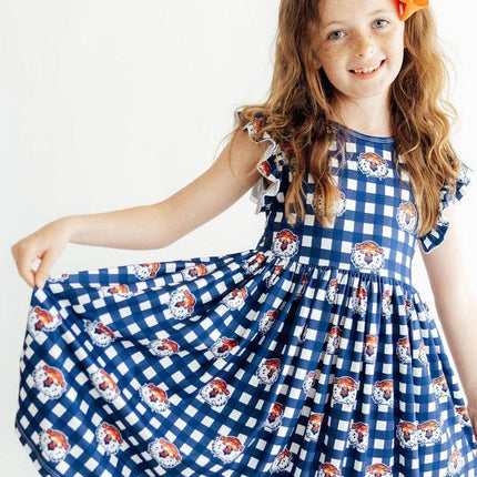 Auburn Plaid Aubie Flutter Twirl Dress
