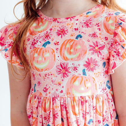 Spooktacular Flutter Sleeve Twirl Dress