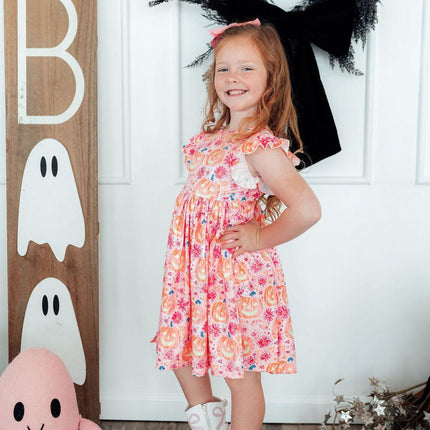 Spooktacular Flutter Sleeve Twirl Dress