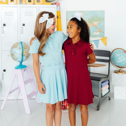 Burgundy S/S Polo Dress