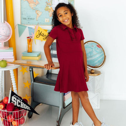 Burgundy S/S Polo Dress
