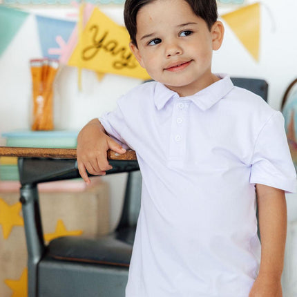 Boys White S/S Polo