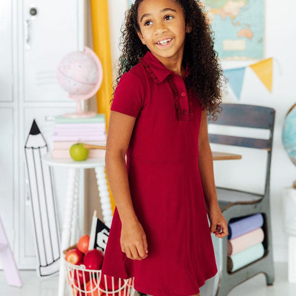 Burgundy S/S Polo Dress
