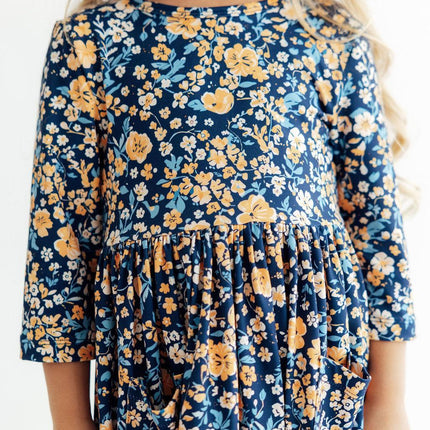 Marigold Moon 3/4 Sleeve Pocket Twirl Dress