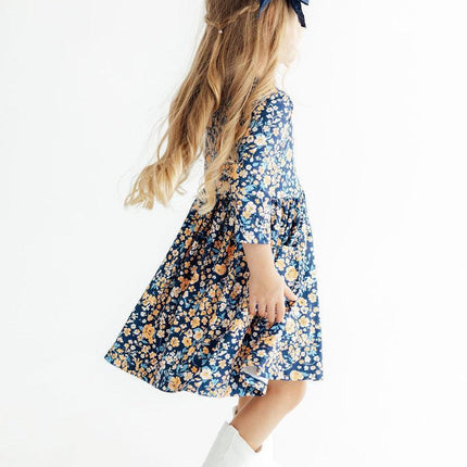 Marigold Moon 3/4 Sleeve Pocket Twirl Dress