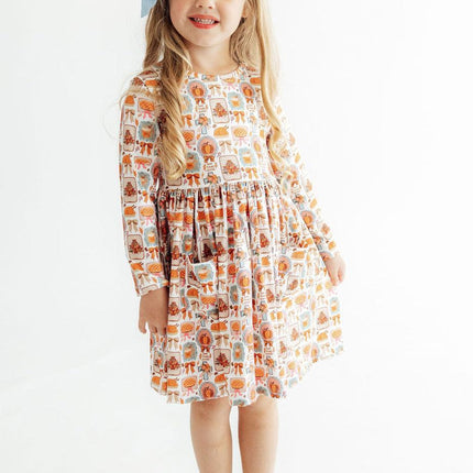Give Thanks L/S Pocket Twirl Dress
