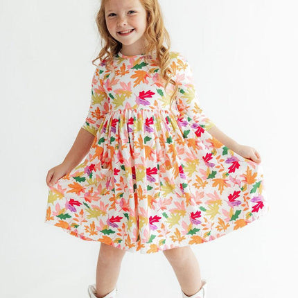 Falling Leaves 3/4 Sleeve Pocket Twirl Dress