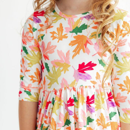 Falling Leaves 3/4 Sleeve Pocket Twirl Dress
