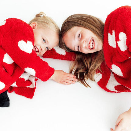 Red/Coconut Heart Cozy Cardigan