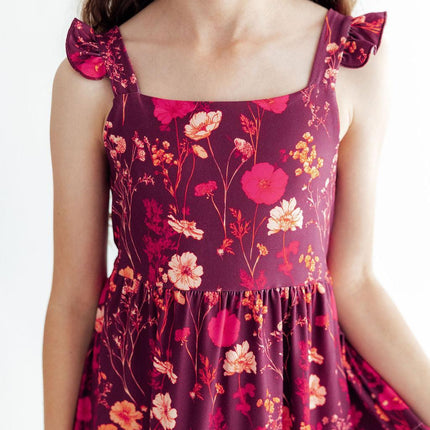 Retro Wildflower Ruffle Maxi Dress