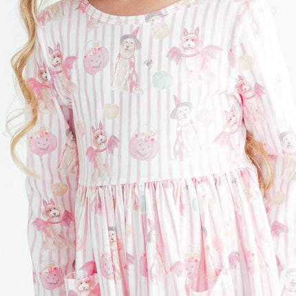 Pawsitively Spooky L/S Pocket Twirl Dress