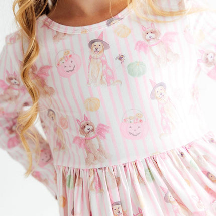 Pawsitively Spooky L/S Pocket Twirl Dress