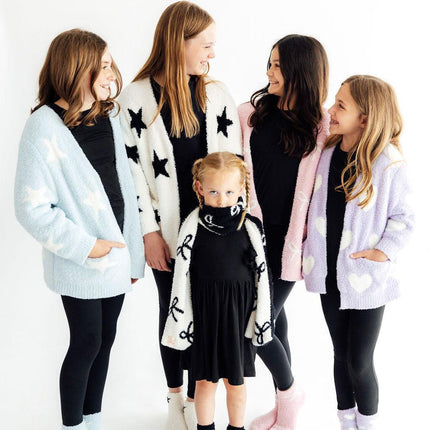 Light Pink/Coconut Bow Cozy Cardigan