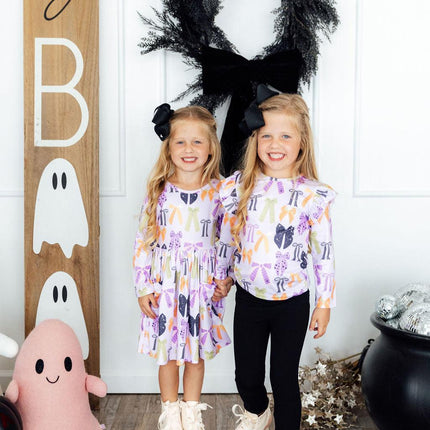 Tied with a Boo Lavender L/S Pocket Twirl Dress