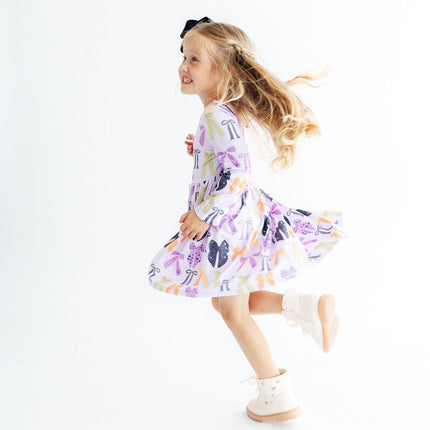 Tied with a Boo Lavender L/S Pocket Twirl Dress