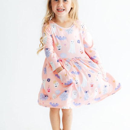 Spooky Sweetheart 3/4 Sleeve Pocket Twirl Dress
