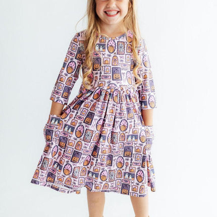 Ghouls Just Want to Have Fun 3/4 Sleeve Pocket Twirl Dress