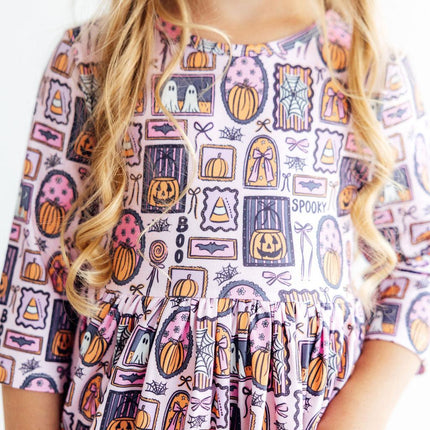 Ghouls Just Want to Have Fun 3/4 Sleeve Pocket Twirl Dress