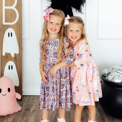 Ghouls Just Want to Have Fun 3/4 Sleeve Pocket Twirl Dress