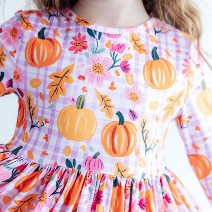 Pumpkin Party 3/4 Sleeve Pocket Twirl Dress