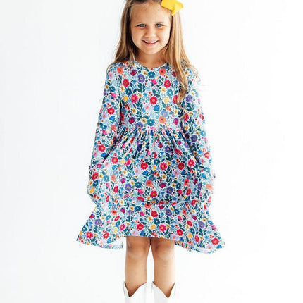Vintage Floral L/S Pocket Twirl Dress
