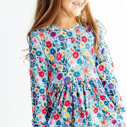 Vintage Floral L/S Pocket Twirl Dress