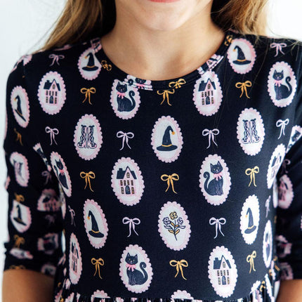 Hocus Pocus 3/4 Sleeve Pocket Twirl Dress