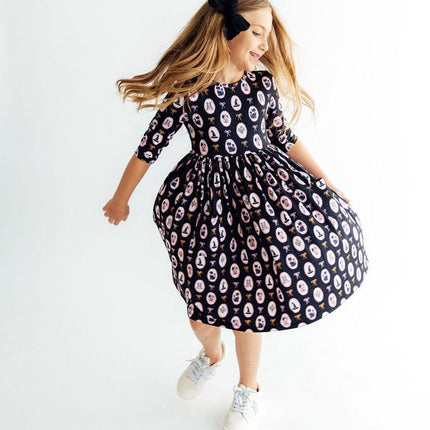 Hocus Pocus 3/4 Sleeve Pocket Twirl Dress